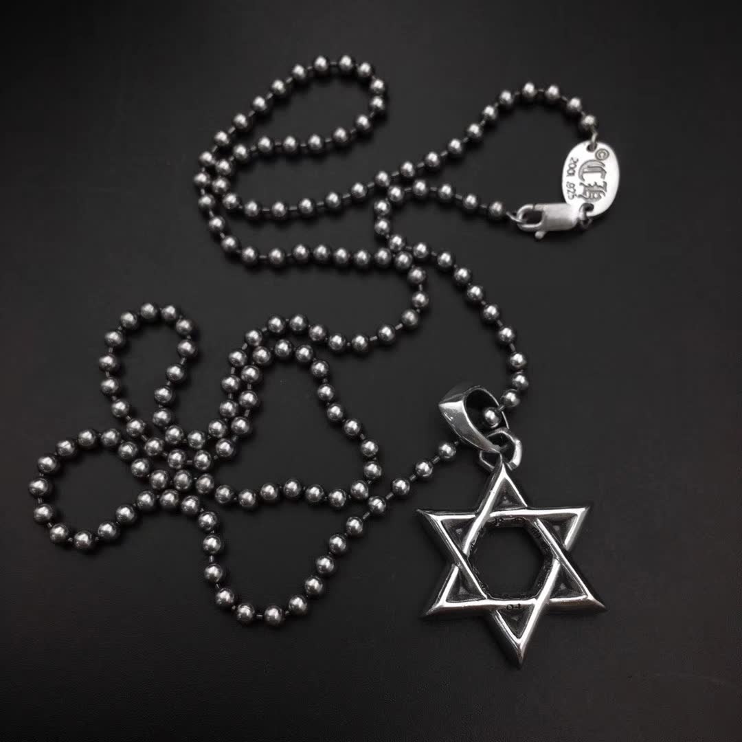 Chrome Hearts Silver Star of David Pendant Necklace